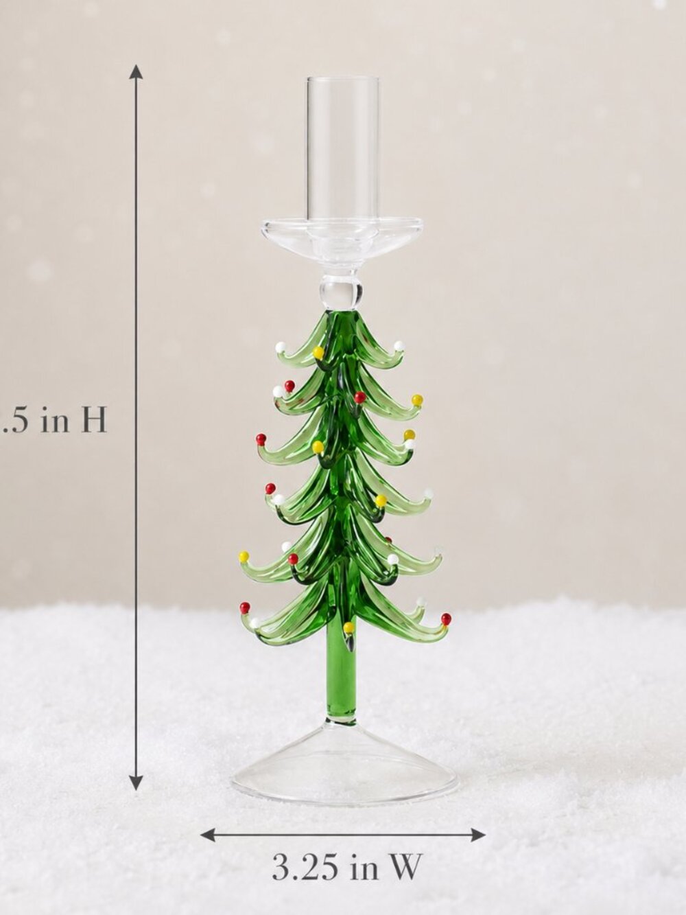 Anthropologie Yuletide Large Green Holiday Christmas Tree Glass Candleholder NEW - Picture 3 of 6